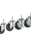 Heavy Duty Casters Set Of 4 With 1/4-20 Thread For Wire Shelving Racks Carts And Furniture, Includes Optional Adapters 5/16-18 3/8-16 M8 M10