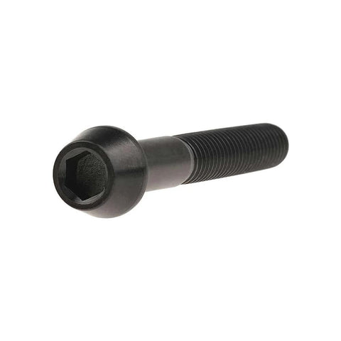 Titanium M5x35mm DIN 912 Bolts 6Al4V Grade 5 black tapered head, front view, hex socket, for bikes and DIY projects, pack of 4
