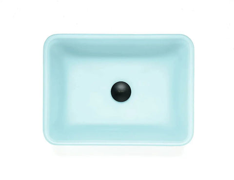 Top view of Star Macarons Candy Sandy Series Dope Tempered Glass Vessel Sink in Ice Cream Swirl with pop-up drain.