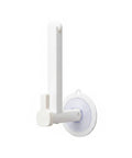 White Telescopic Plastic Shelf Bracket With Rotating Base No Drill Adhesive Corner Organizer for Bathroom and Kitchen.