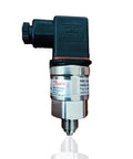 MBS-3000 pressure transmitter, stainless steel body with black connector, 0–10 bar range, 4–20 mA output
