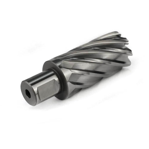 Annular cutter with Weldon shank for magnetic drill press; 1-3/16 in cutting diameter, 2 in depth of cut, spiral flutes