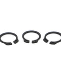 Heavy Duty Carbon Steel Circlip Retaining Rings For Shaft M6 To M50, three black rings, corrosion-proof, ideal for gears and pulleys.