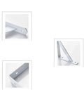 Close-up view of White Heavy Duty L Shaped Shelf Bracket Rock Solid Wall Mount No Worries Install Rust Free Iron Corner Support