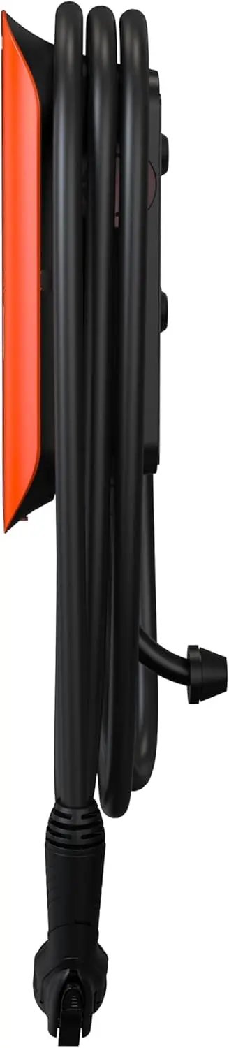 Top Tier Level Two Electric Vehicle Charger Delivers Hella Fast 48 Amp 11point5 Kilowatt Power shown from side with coiled cable.