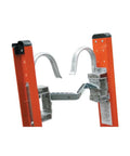Cable Hook And V Rung Assembly In Aluminum All In One Dual Function Hook And V Rung With Rubber Pad on orange ladder