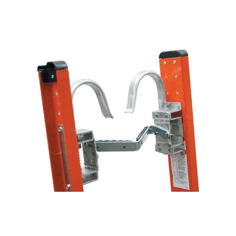 Cable Hook And V Rung Assembly In Aluminum All In One Dual Function Hook And V Rung With Rubber Pad on orange ladder