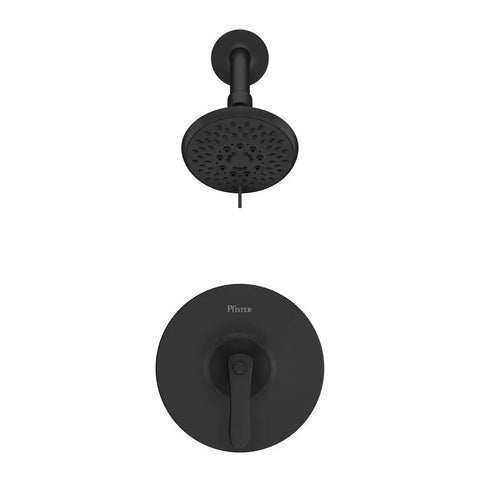 Matte Black Single Handle Shower Faucet Set With Five Spray Modes Multi Function Shower Head WaterSense Certified Bath Trim Kit LG897WRB Includes Shower Head And Valve Handle Three Hole Installation