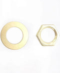 Washer and nut from Ten Piece Clock Repair Kit With Nuts, Washers, Rubber Rings And Brass Caps For Silent Movement Clocks