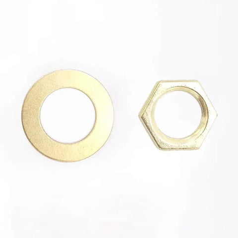 Washer and nut from Ten Piece Clock Repair Kit With Nuts, Washers, Rubber Rings And Brass Caps For Silent Movement Clocks