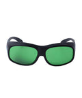Solid Defense Laser Safety Glasses Shield Eyes Against 630 To 660Nm Red And 800 To 1100Nm Near Infrared Rays with green lenses.