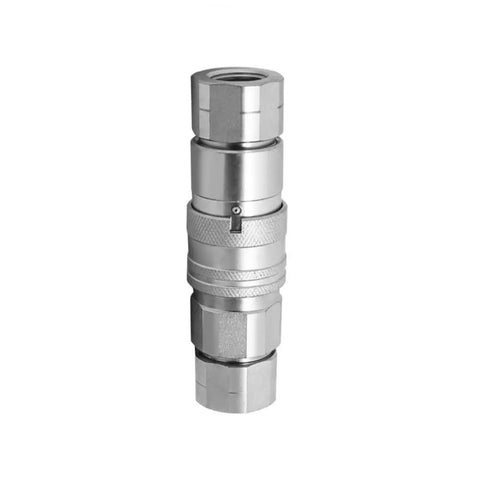 Beefy Half Inch Hydraulic Flat Face Quick Connect Couplers For Heavy Duty Fittings And Hydraulic Tooling ISO 16028 ISO 12.5 Compatible Male And Female Sides Skid Steer Hydraulics Connector Industrial Grade Fitting, stainless steel