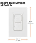 Image of Maestro Dual Digital Dimmer And Switch For Incandescent And Halogen Bulbs 300 Watt Single Pole With Top Dimmer Load And Bottom On Off Control