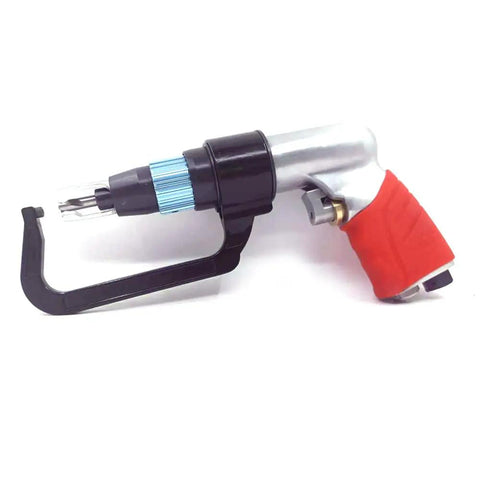 Spot Weld Drill Positioning Tool with adjustable depth stop, shown with hook drill bits for dent repair and panel replacement.