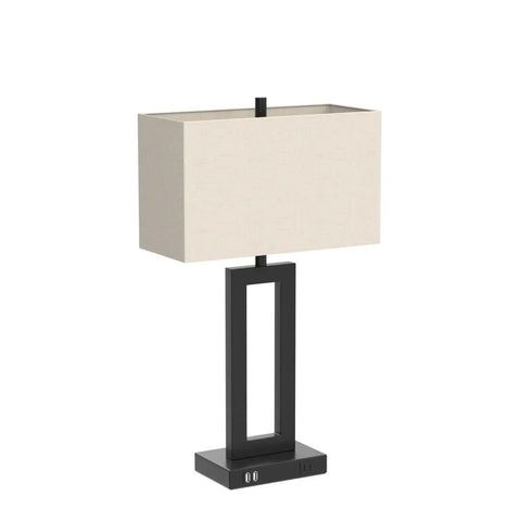 Set Of 2 Touch Control Table Lamps With Two USB Ports Three Way Dimmable Modern Nightstand Lamps For Bedside Desk With Fabric Cream Shade Perfect For Bedroom And Living Room Reading Bulbs Included, single lamp view