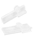 Premium Set Of 10 Transparent Milk Carton Lid Clips For Bags, Reusable Sealers To Keep Food Fresh Longer, Durable Kitchen Organization Tools For Pantry And Fridge Storage, two clear clips shown close-up.