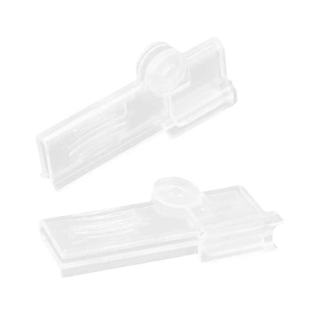 Premium Set Of 10 Transparent Milk Carton Lid Clips For Bags, Reusable Sealers To Keep Food Fresh Longer, Durable Kitchen Organization Tools For Pantry And Fridge Storage, two clear clips shown close-up.