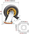 Built Tough Heavy Duty Rubber Swivel Caster Wheels Set Of 4 With Brakes 150 Millimeter dual precision bearing wheels with specs.