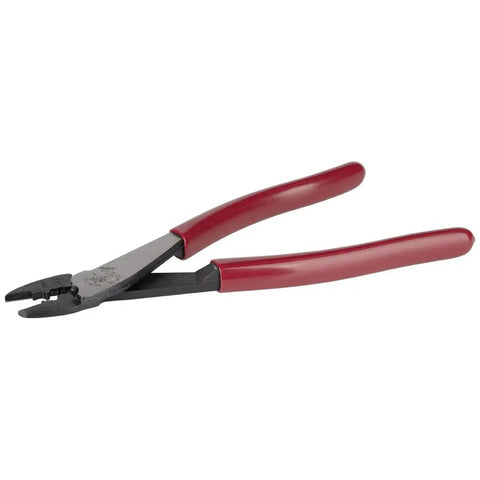 Cutting And Crimping Tool For 10 22 AWG Terminals And Connectors Insulated And Non Insulated With Tapered Nose For Tight Spaces Durable Wire Cutter Made In USA All In One Pro Grade Crimper And Cutter with red handles