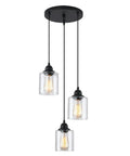 Three Light Industrial Pendant Light With Glass Shade Matte Black Finish Adjustable Height Modern Hanging Fixture For Kitchen Island Farmhouse Decor Goes With Any Kitchen Vibe And Installs Easy