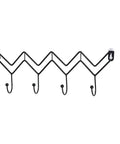 Black Wrought Iron Wall Mount Coat Hooks With Smooth Polish Heavy Duty Key Hangers Vibe Up Your Living Room Or Bedroom Setup Total Game Changer For Keeping Daily Gear Organized Super Sturdy Multi Function Storage Rack You Gotta Love in zigzag design with five hooks.