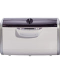 Top Shelf Six Liter Ultrasonic Cleaner With Built In Heater And Degassing Feature Plus Dual Transducers And Digital Dial, front view.