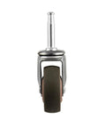 Front view of a 2 Inch Rubber Caster Wheel with Five Sixteenth Inch by One and a Half Inch Stem for furniture and trolleys.