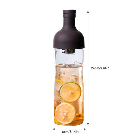 This Straight Up Game Changing 800 Ml Cold Brew Coffee Maker Doubles As A Portable Iced Espresso Glass Bottle With Leakproof Tea Infuser Designed For Boss Level Chilled Sips Anywhere You Head with lemon slices.
