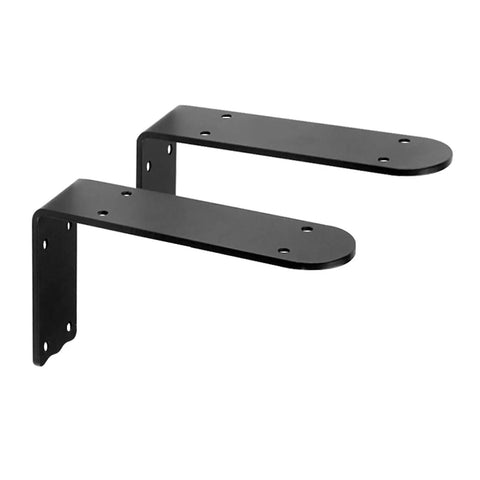 Black L Shaped Shelf Brackets Built Like A Tank Heavy Duty Metal Wall Mounts 2 Pack, 11.8 Inch rust proof iron brackets.