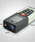 Pro Grade 70m Laser Rangefinder And Digital Distance Meter Ideal For Hunting Trips and Rough Construction Jobs shown with size dimensions.