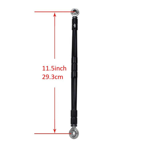 Black Adjustable Shifter Linkage Rod For Harley Davidson Softail Touring And Trike Ride Ready 11.5 To 12.5 Inch 6061 T6 Aluminum With Stainless Steel Joints And Five Sixteenths Inch Stud Compatibility, 11.5 inch shown