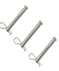 Stainless Steel Trailer Hitch Pin Replacement Kit for 2 Inch and 2.5 Inch Pins, No Fuss Install With Durable Clip to Keep Your Trailer Hitch Secure and Locked, Compatible With Most Standard Hitches. Three stainless steel trailer hitch pins with clips