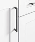 Kinney Pull Flat Black Eight Inch Cabinet Pull Lynwood Collection with Seven and Nine Sixteenths Inch Center to Center Mounting