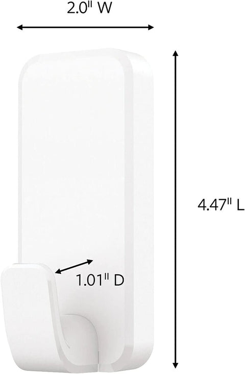 Ten Pound Extra Large Heavyweight Wall Hooks With Adhesive Strips detail showing dimensions for no drill use