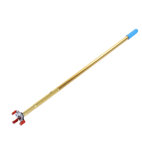 Heavy Duty Smoke Detector Removal Tool With 16 Foot Telescoping Pole, golden length with red gripping tips for easy smoke alarm retrieval.