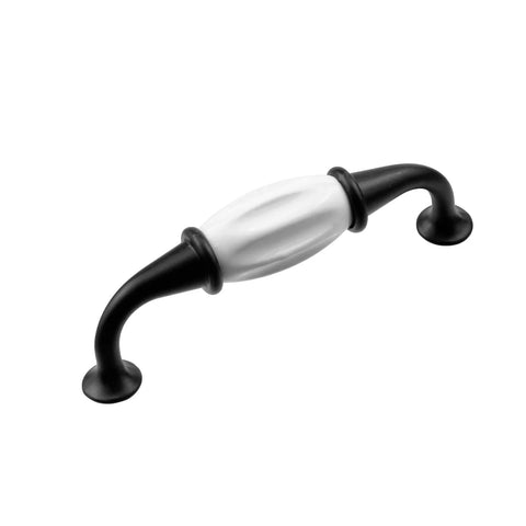 Black And White Ceramic Dresser Drawer Pulls 10 Pack Cabinet Hardware 4.48 Inch Length 114mm with 3.78 Inch Hole 96mm Antique Handle