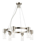 Midtown 6 Light Chandelier In Brushed Nickel Finish With Dope Modern Contemporary Design For Living Room Or Dining Room, showcasing sleek lines