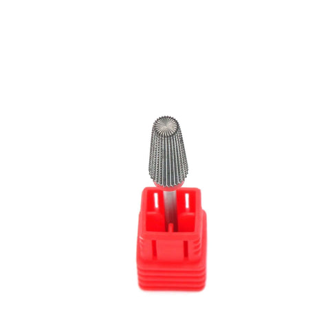 Carbide nail drill bit with 3/32 in shank mounted in red plastic holder