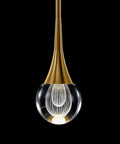 Gold Globe Teardrop Crystal Mini Pendant Light For Kitchen And Dining, Dope 1 Light LED Fixture With Adjustable Height