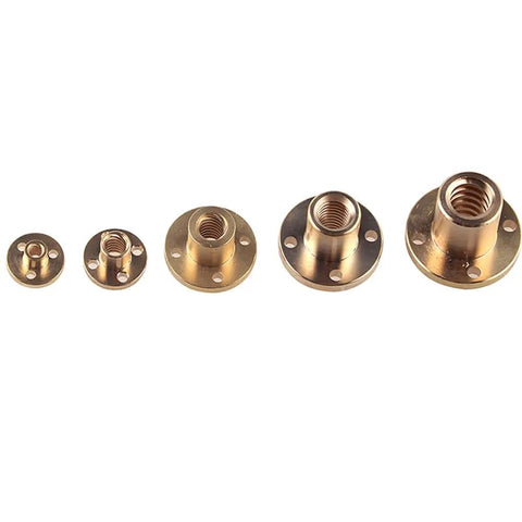 Brass Lead Screw Nut For CNC Machines And 3D Printers T8 Pitch 1mm Lead 1mm Travel High Precision Fit Durable Metal Nut For Smooth Motion In DIY CNC Projects And Pro Grade 3D Printer Setups, five sizes