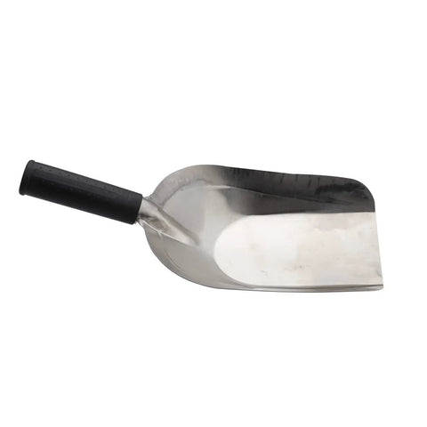 Close-up of Go To Workhorse Garden Hand Shovel Trowel with stainless steel blade and black handle, designed for multipurpose gardening.