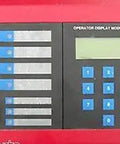 Commercial Fire Alarm Console Replacement Compatible With Simplex 200 System Deep Cleaned And Load Tested Ready To Slide In, front view of control panel with buttons and display.