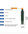 VTXMAX 2.5-inch wet diamond core drill bit with green body; Vortex Diamond Inc., for concrete and stone.