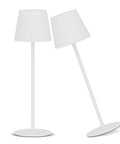 Two white Cordless Rechargeable LED Table Lamp 3W 5000mAh Waterproof Outdoor Desk Light Warm White Stepless Dimmable Battery Powered