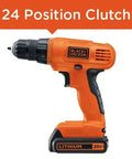 20V Cordless Drill Driver Kit With 100 Piece Bit And Socket Set 24 Position Clutch Soft Grip Handle Battery And Charger Included