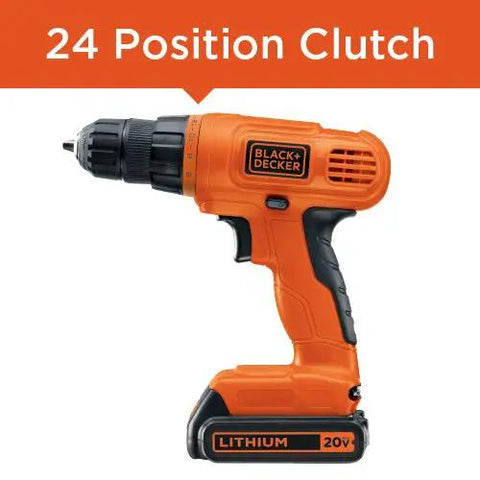 20V Cordless Drill Driver Kit With 100 Piece Bit And Socket Set 24 Position Clutch Soft Grip Handle Battery And Charger Included