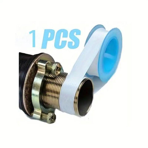 Easy Install PTFE Thread Sealing Tape For Shower Heads And Plumbing Fittings wrapped around a pipe thread, single roll in use