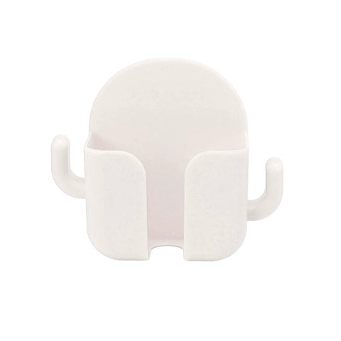 Self Adhesive Wall Mount Cell Phone Holder With Key Hook, Heavy Duty Charging Rack For Kitchen Or Bedroom, Space Saving Abs Plastic Stand Offering A Super Snappy Mount That Works Like A Charm Every Single Time, white ABS material with key hook