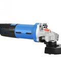 Heavy Duty 1020 Watt Electric Angle Grinder Pumping Out 11000RPM Torque Featuring a Blue and Silver Design for Tough Shop Tasks.