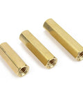 Brass hollow hex standoffs, 3 pcs, internal threads, M6 x 20mm for PCBs